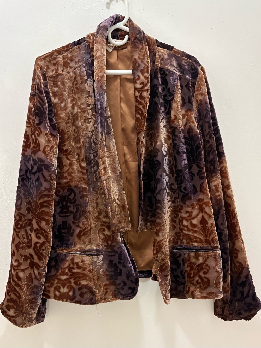 Sundance Blazer Womens 12 Firelight Silk blend Velvet Burnout Purple Brown Boho